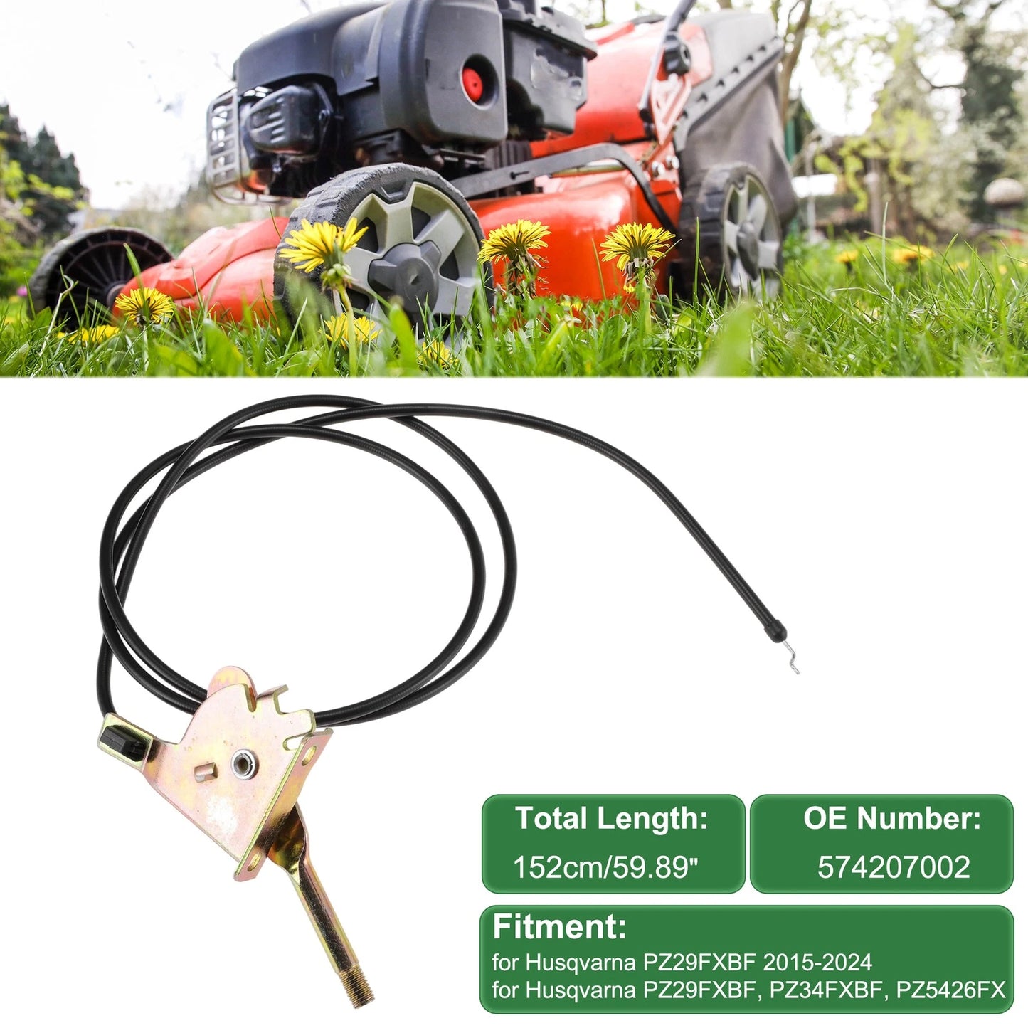 Throttle Cable for Husqvarna PZ29FXBF (60inch, 574207002)