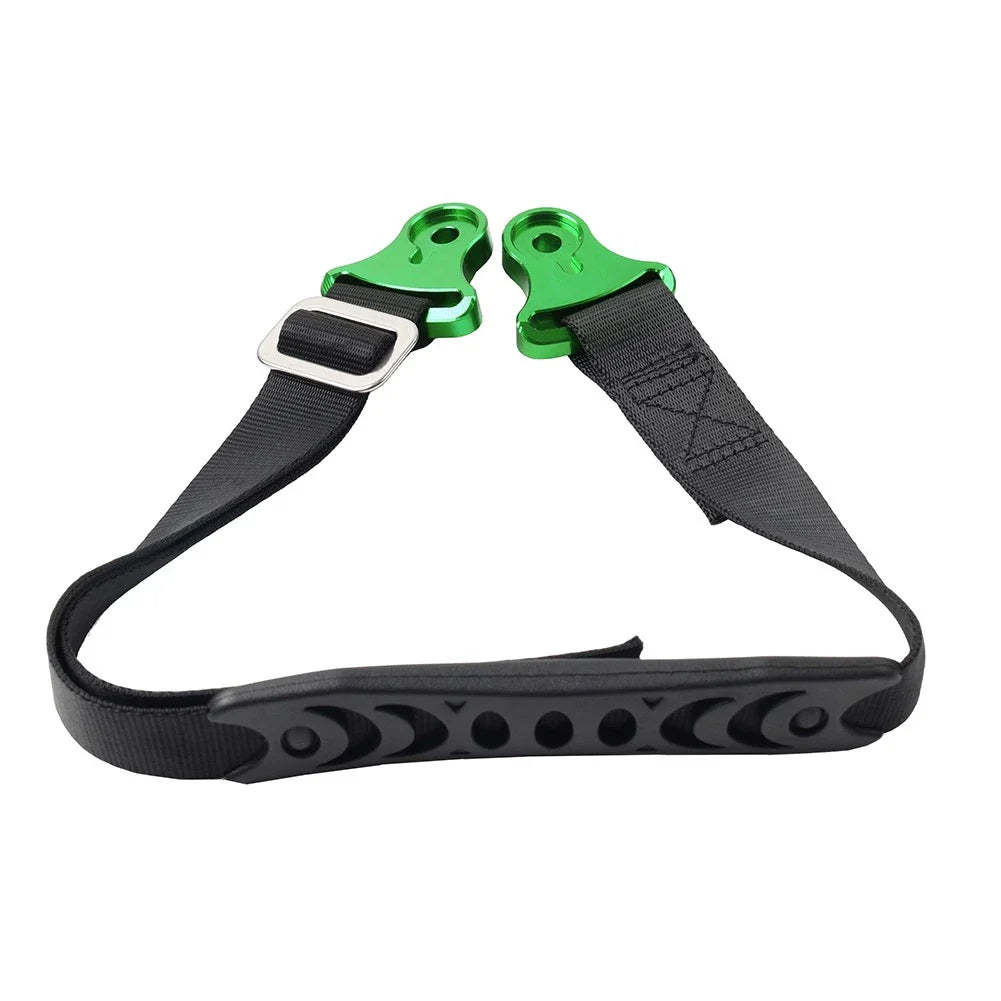 Universal Adjustable Fork Rear Seat Rescue Strap Sling Pull Belt Green