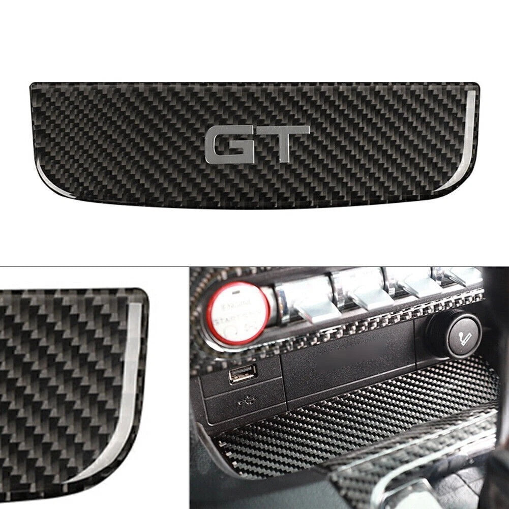 Interior Storage Box Trim Cover for Ford Mustang (2015–2019) Carbon Fiber