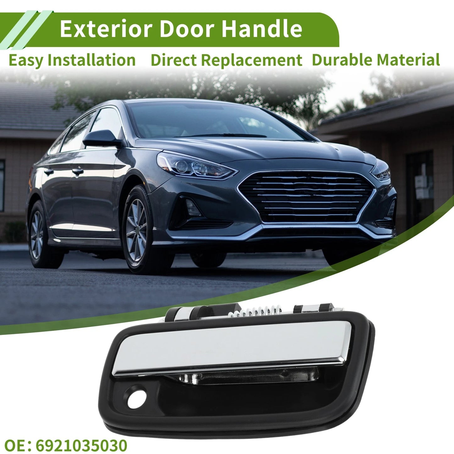 Exterior Door Handle for Toyota (No.6921035030, Black Silver Tone, Front Right)