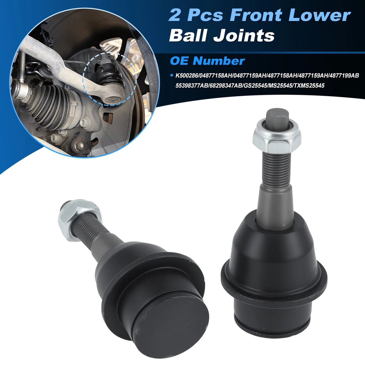 2X Front Lower Ball Joints for Dodge Ram 1500 (2011–2018)