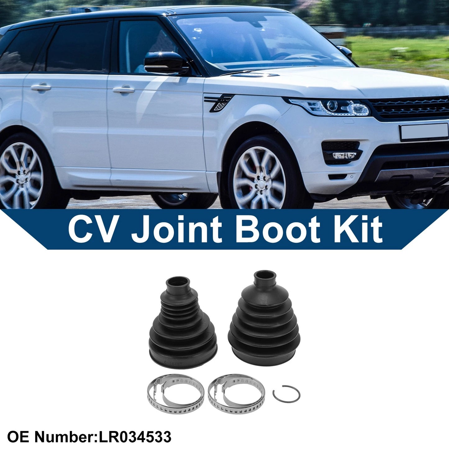 Inner Outer CV Joint Boot Kit w/ Clamps for Land Rover Range Rover (2002–2012)