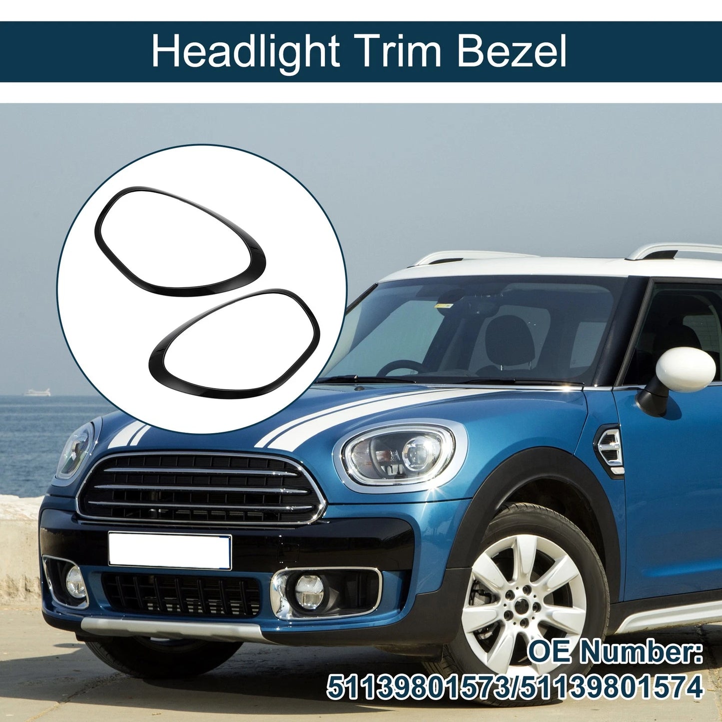 1 Pair Headlight Trim Bezel for Mini Cooper Countryman (2011–2016)