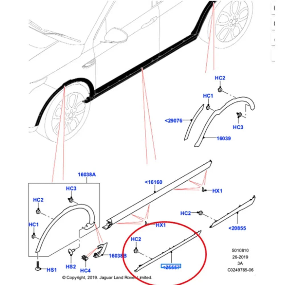 Front Door Guard Trim Strip for Land Rover Discovery Sport (2015-2019)