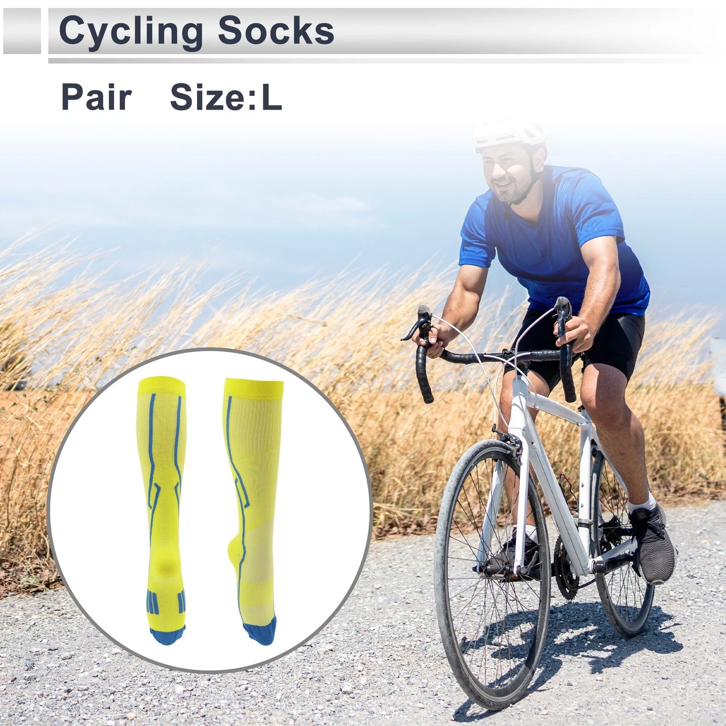 Cycling Socks Shock Absorption Size L High-cut Yellow Blue