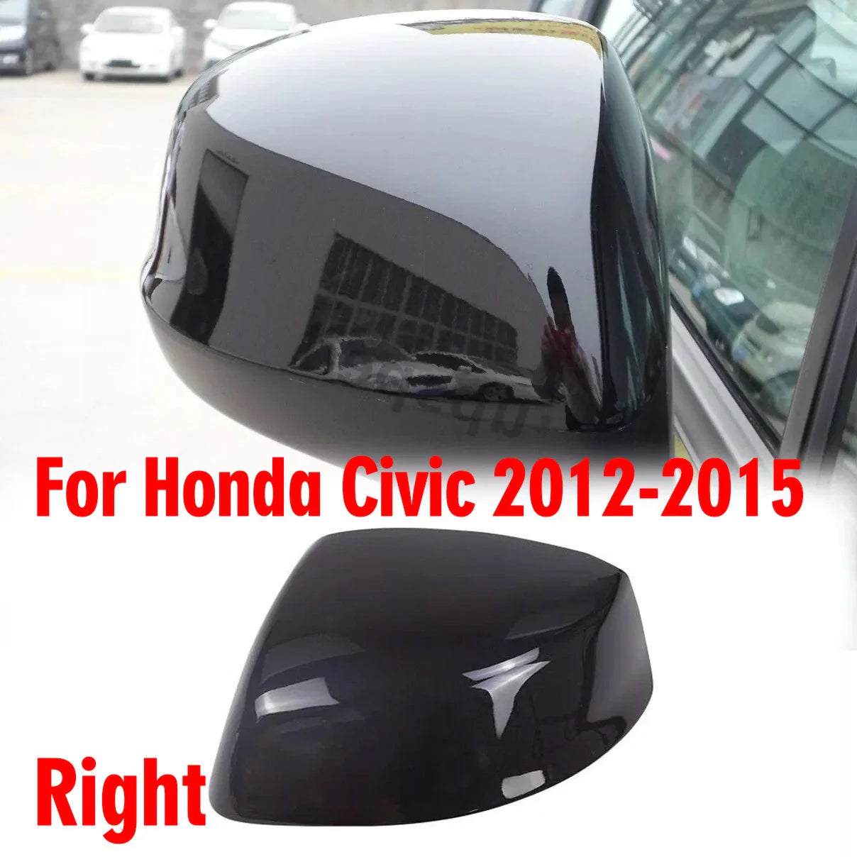 Black Passenger Side Rearview Mirror Cap Cover for Honda Civic (2012–2015)