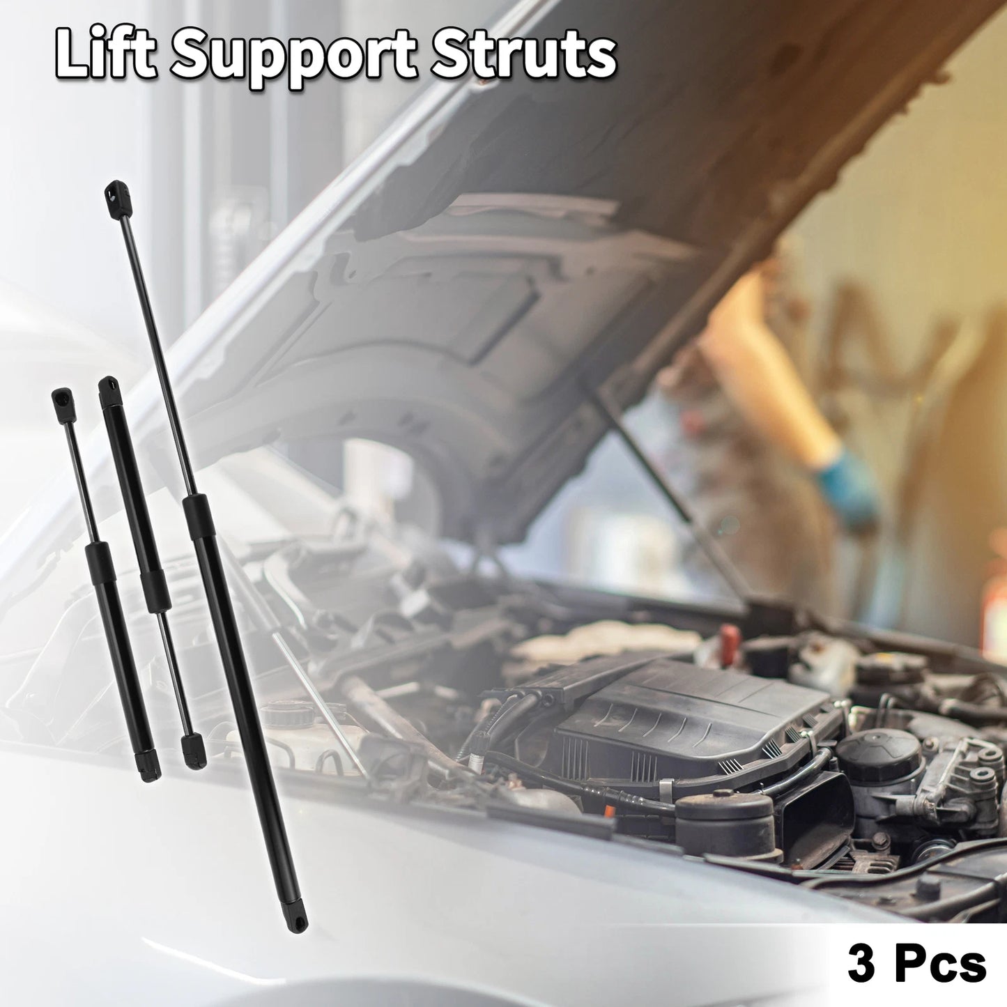 3Pcs Hood Lift Supports Struts Gas Spring for Pontiac G5 (2007–2009)