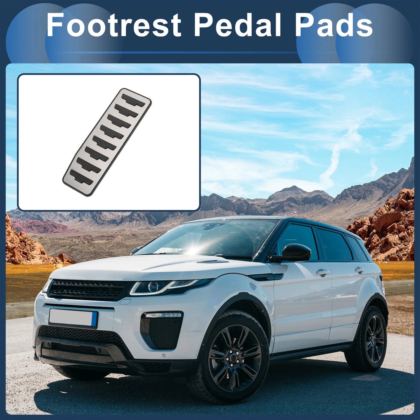 Footrest Pedals Cover for Land Rover Range Rover Evoque (2012–2019) Silver Tone