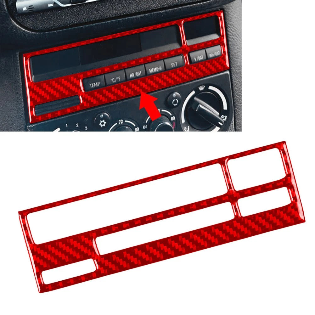 Carbon Fiber Red CD Button Panel Cover Trim for BMW 3 Series E36 (1994–1996)