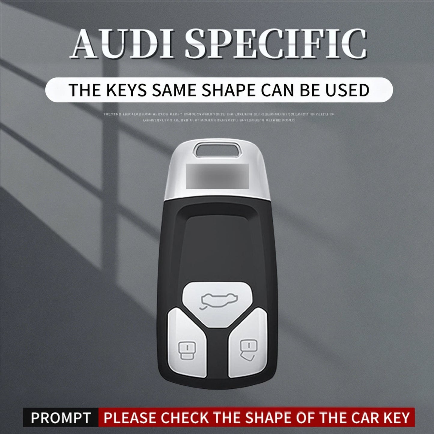 Key Case Cover for Audi A6L A4L A3 (Aluminum Alloy TPU, Black)