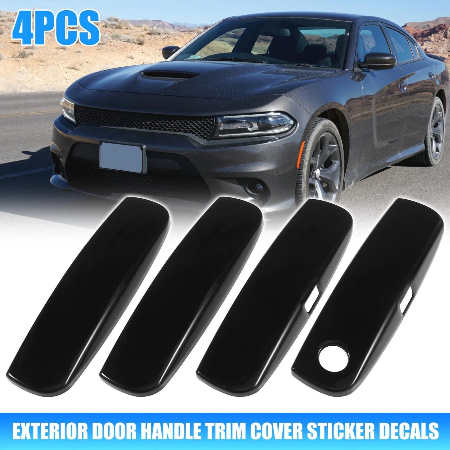 Set of 4 ABS Glossy Black Door Handle Covers for Dodge Charger (2011–2021)