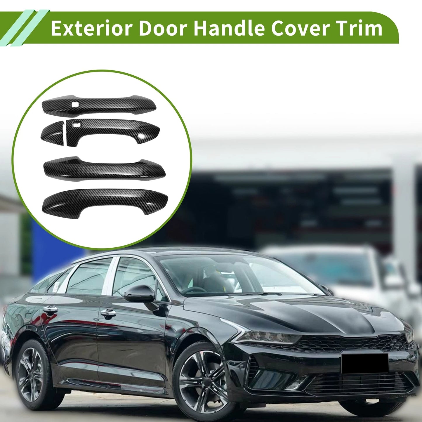 Exterior Door Handle Cover Trim for Kia K5 (2020–2025) Carbon Fiber Black