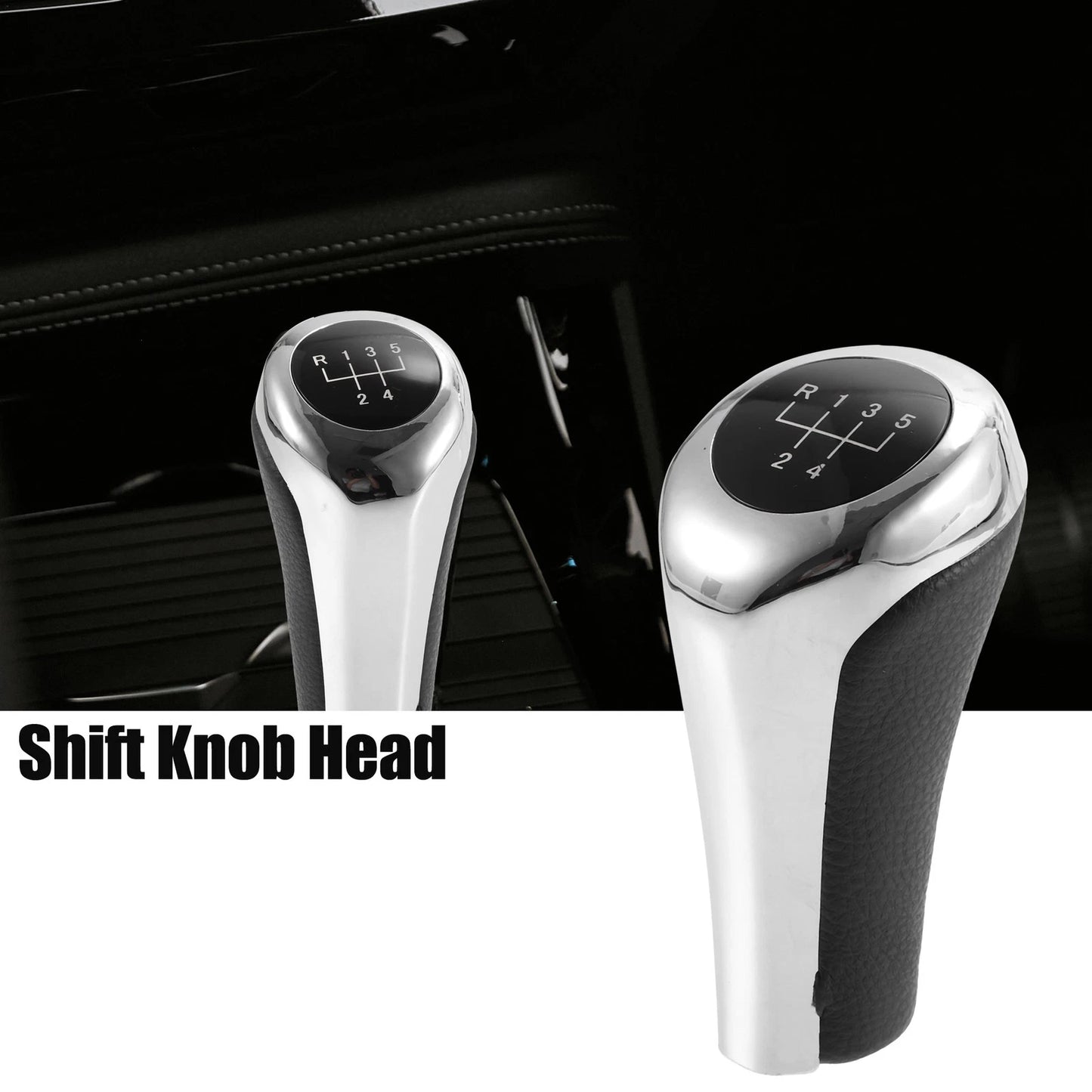 5 Speed Manual Shift Knob for BMW X1 E84 (2009–2015) Faux Leather Black Silver Tone