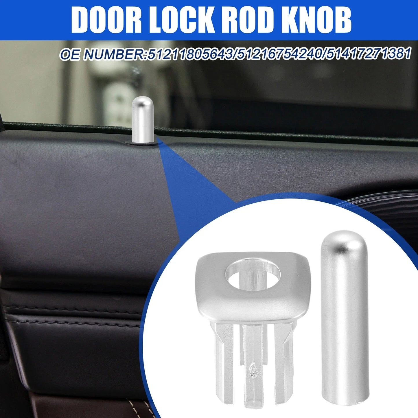 Door Lock Rod Knob and Button Cover for BMW 328i 335i (2007 - 2013)
