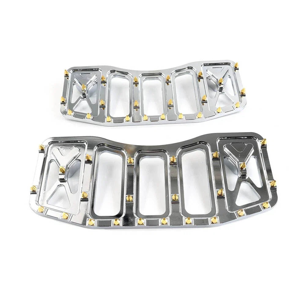 Chrome & Gold Foot Pegs for Harley Softail Touring Road Glide