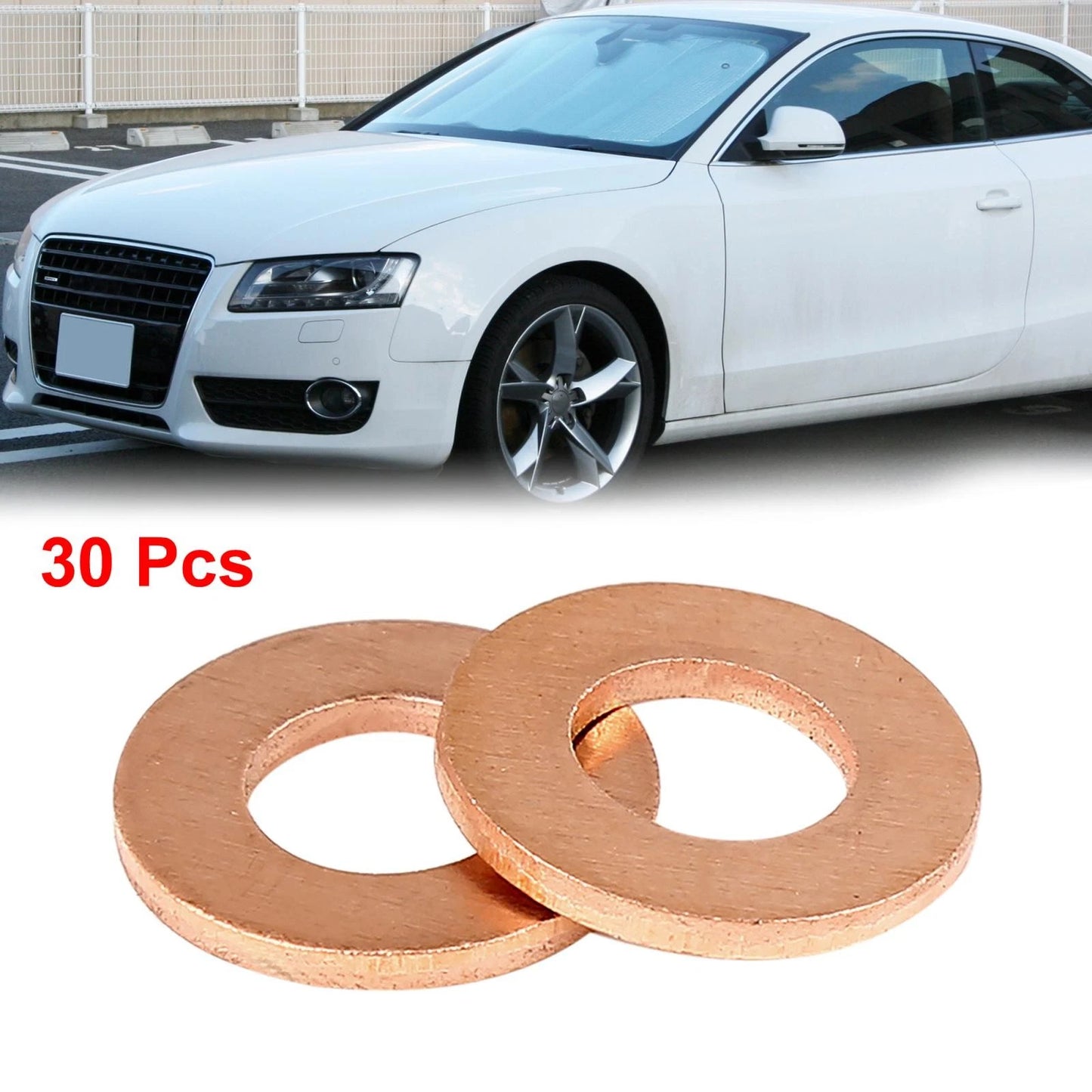 Set of 30 Copper Washer Flat Sealing Gasket Ring Spacer 8 x 16 x 1.5mm