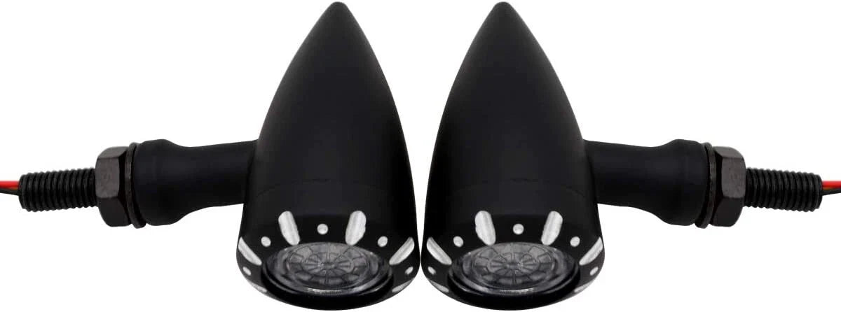 LED Turn Signal Lights for Harley Motorcycle - Black Indicator Lamps