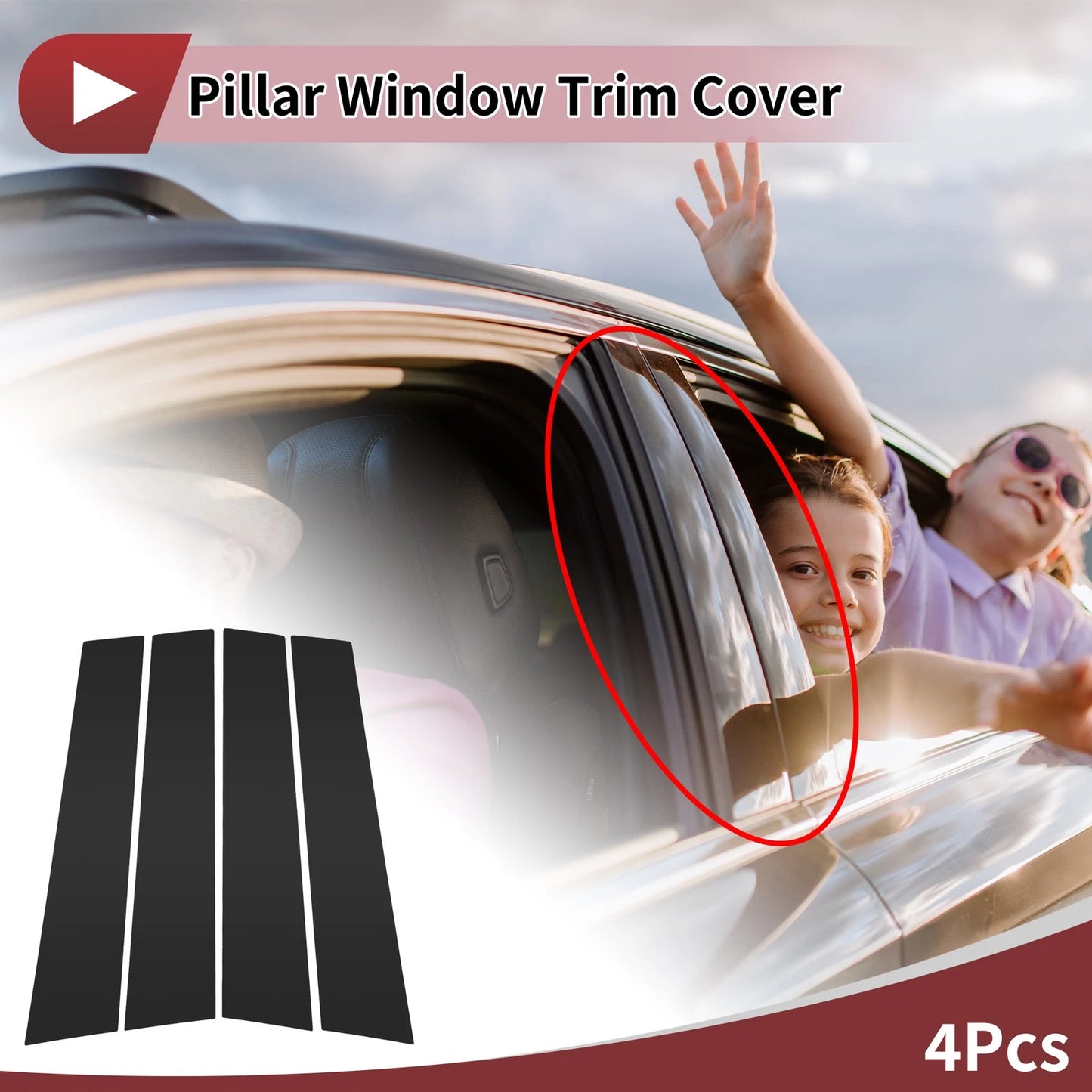 Set of 4 Car Door Pillar Window Trim for VW Tiguan MK1 (2009–2016) Black
