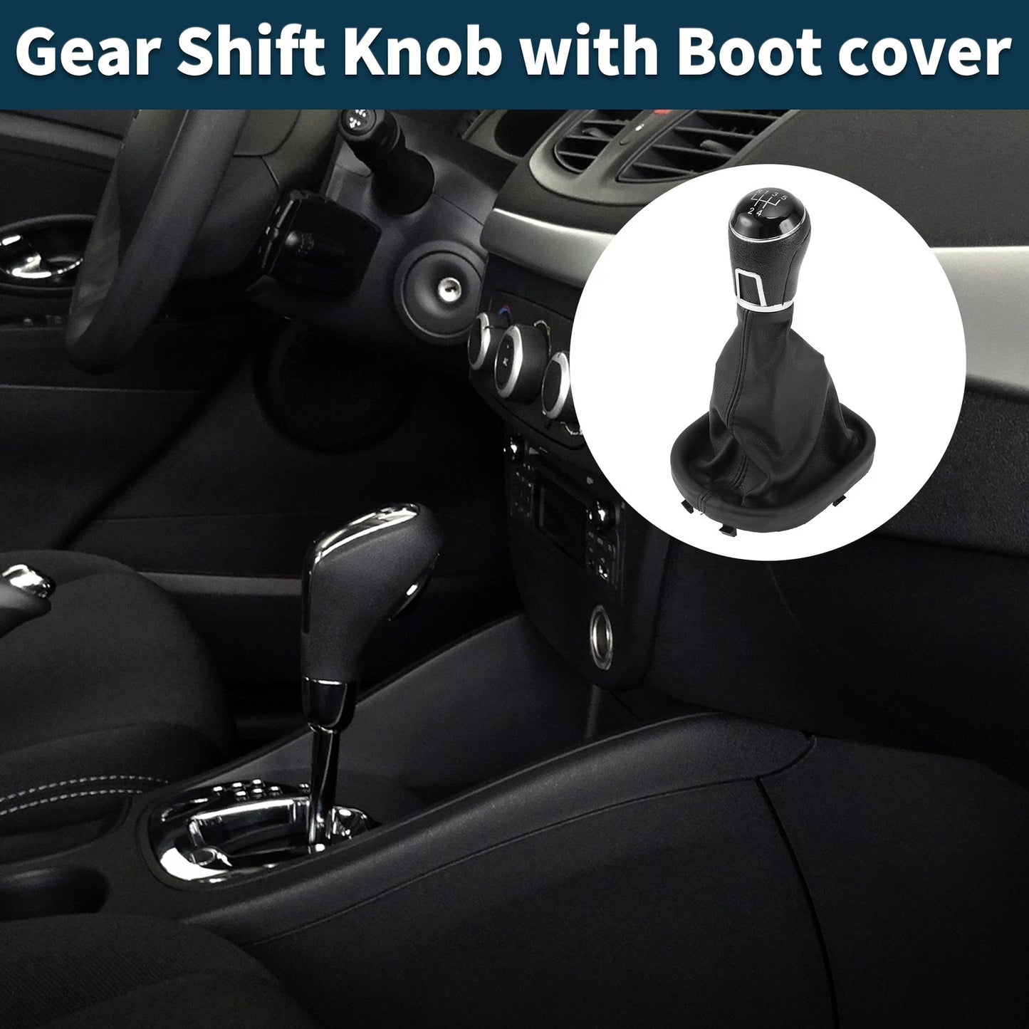 5 Speed Gear Shift Knob with Cover for Volkswagen Touran (2003–2010) Faux Leather