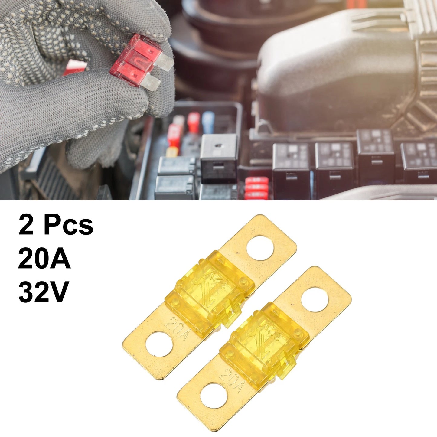 2X 20A 32V AMI Fuses for Car Truck Motorcycle Boat Audio CD