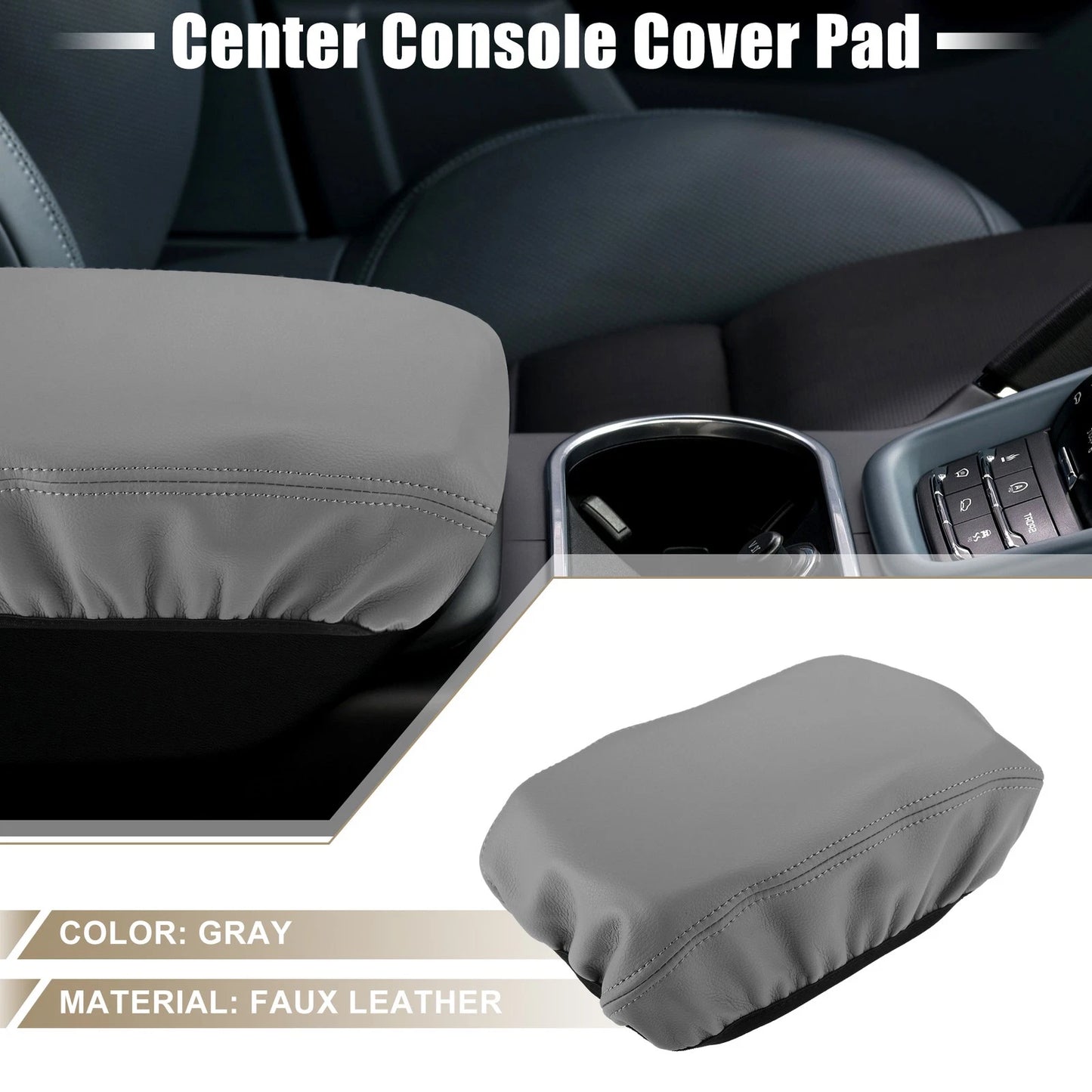 Arm Rest Box Cover Protector for Subaru Forester (2019–2023) Faux Leather Gray