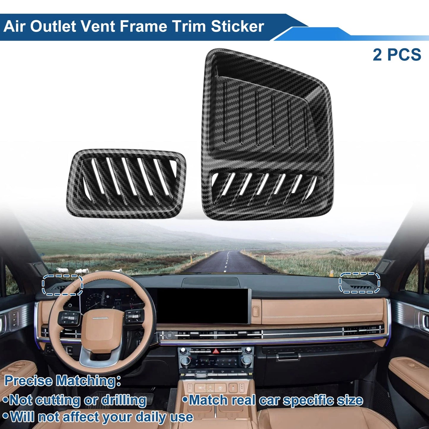 Air Condition Outlet Vent Trim Cover Frame for Hyundai Santa Fe (2013–2018) 2X Black
