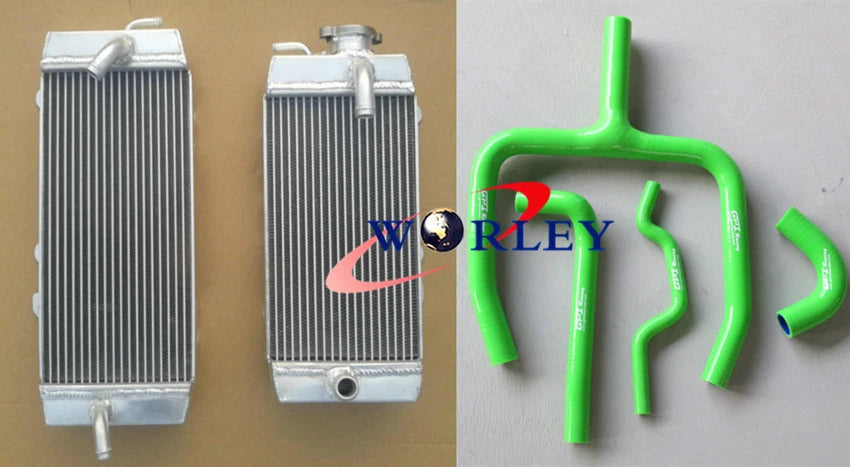 Aluminum Radiator with Green Hose for Kawasaki KXF250 (2009–2011)