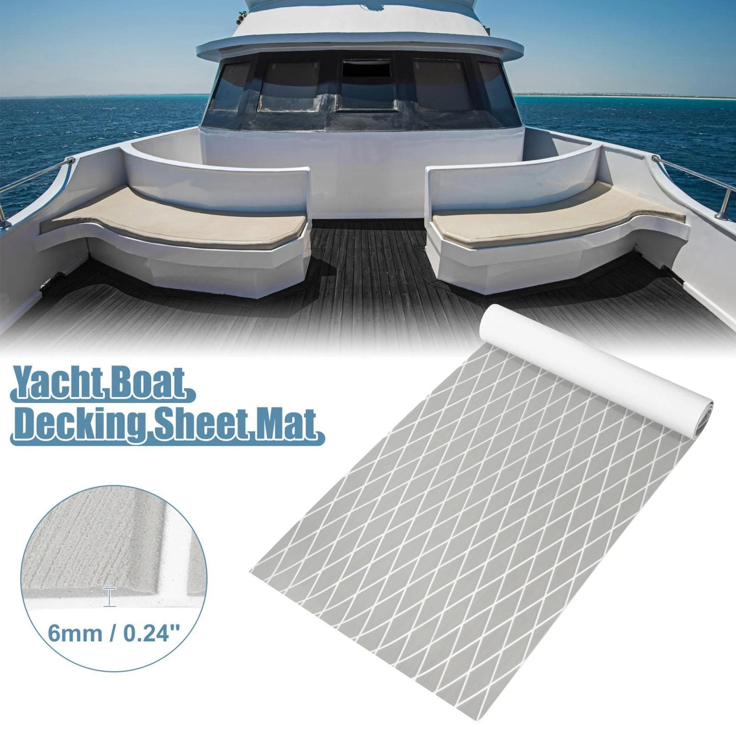 EVA Faux Teak Decking Sheet 27.5"x75" for Boat Yacht (Gray White)