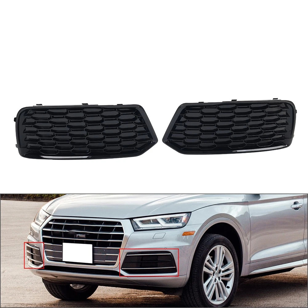 Front Bumper Honeycomb Fog Light Grille for Audi A4 S4 (2019–2020) - Glossy Black