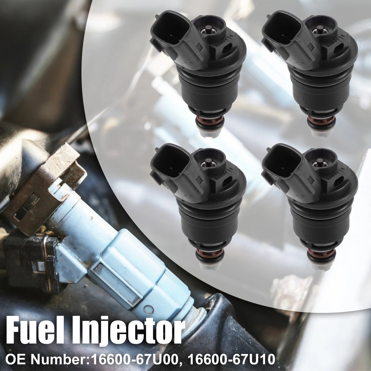 Set of 4 Fuel Injectors 16600-67U00 for Nissan 240SX Silvia (1991–1998)