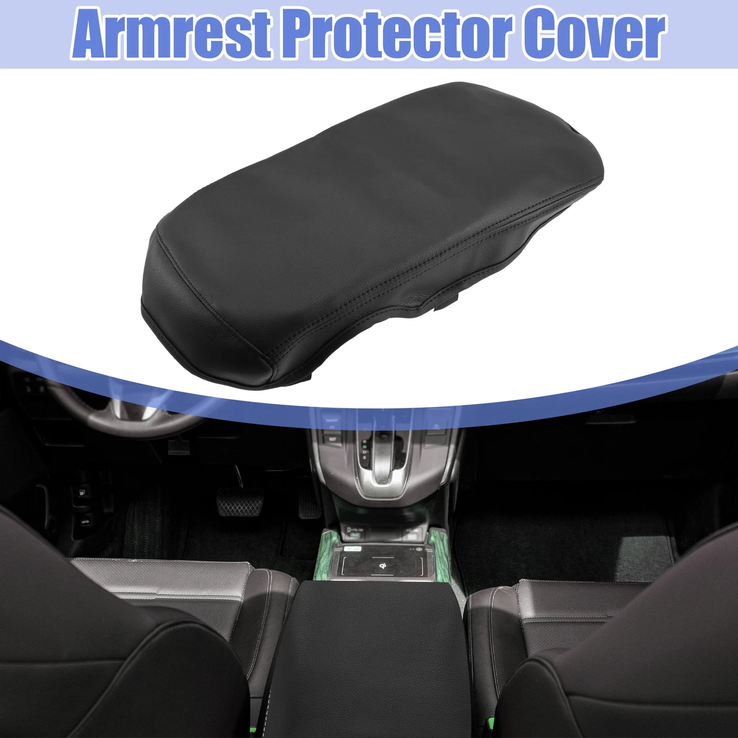 Center Console Armrest Cover for Toyota Crown (2015–2018) Black Faux Leather