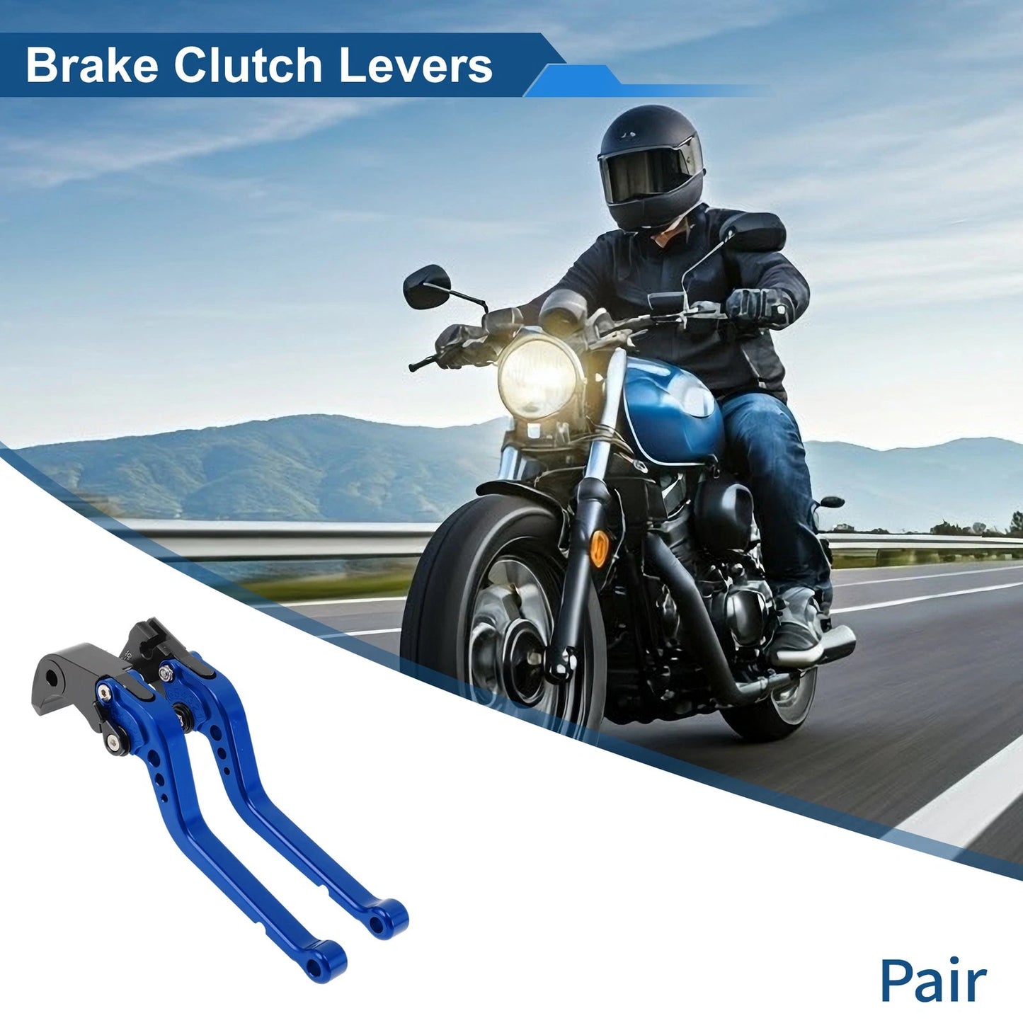 Adjustable Brake Clutch Levers 1 Pair for Suzuki GSXR1000 (2005–2006) Blue