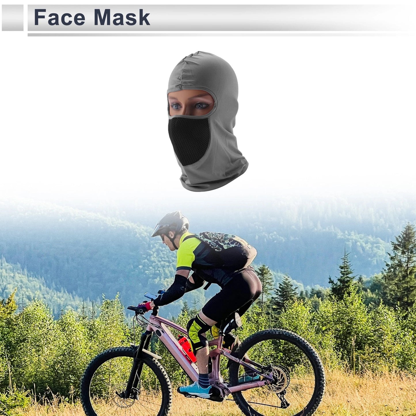Mesh Face Mask for Universal Fit (Breathable, Sun Protection, Light Gray)
