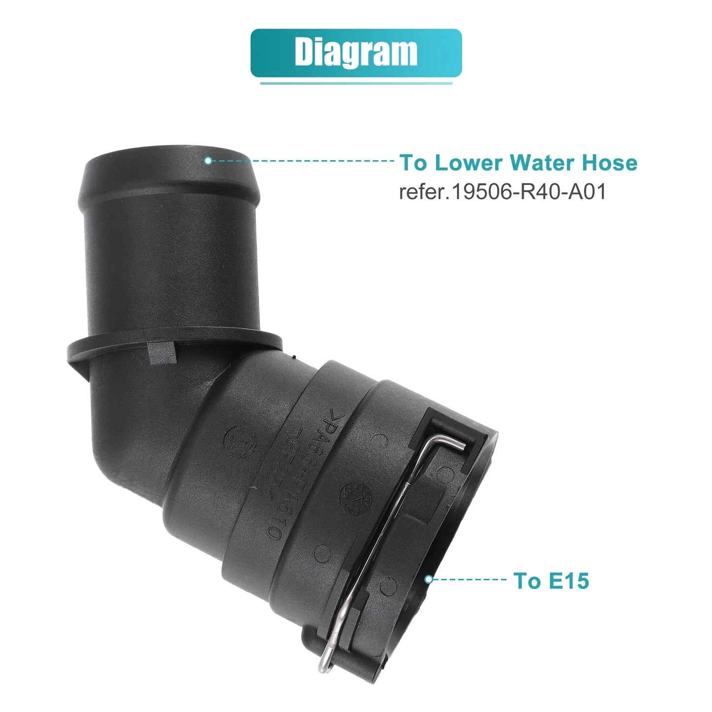 Engine Coolant Hose Connector for Honda Accord (2003-2007) - Plastic Black