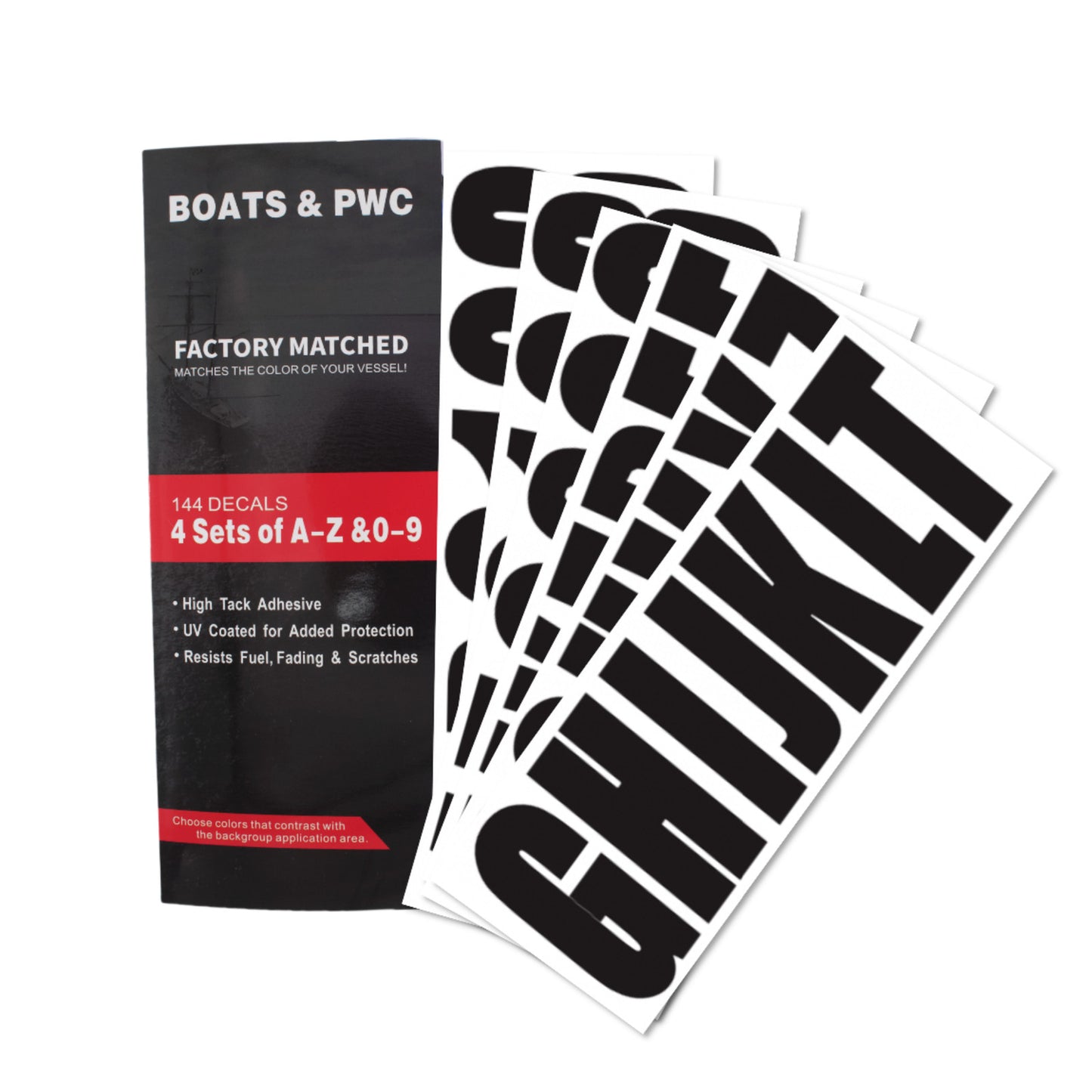 Set of 4 Custom Boat Registration Numbers Decals A-Z & 0-9