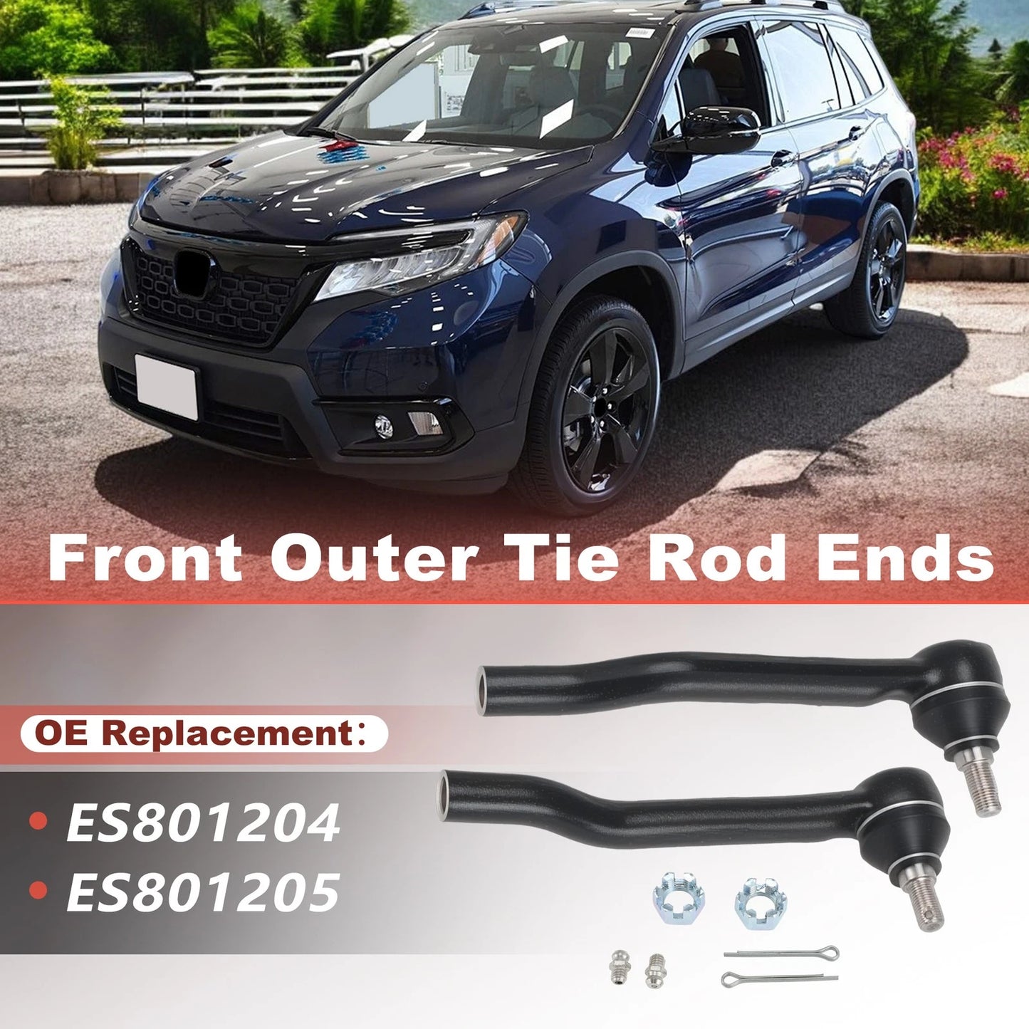 Set of 2 Outer Tie Rod Ends for Honda Passport Ridgeline Acura MDX