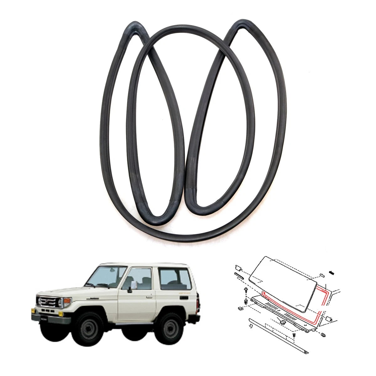 Front Windshield Weatherstrip for Toyota Land Cruiser GRJ71 HZJ78 VDJ76