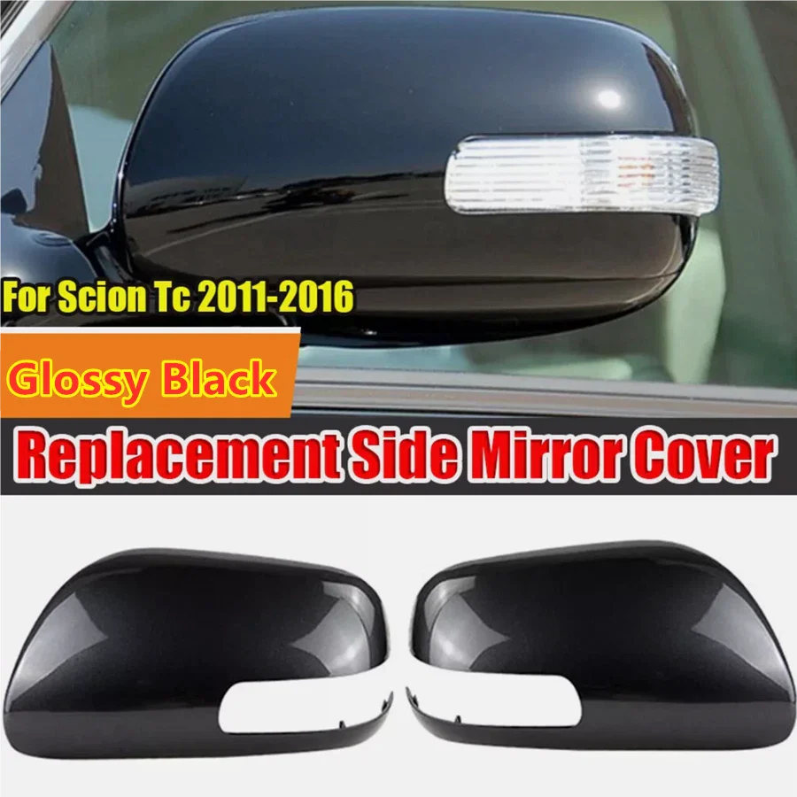 2 x Glossy Black Mirror Shell Cover Housing Cap for Scion Tc (2011–2016)