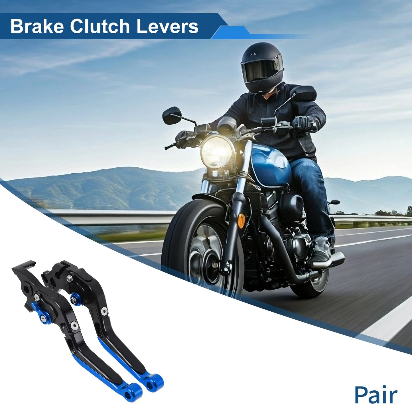 Brake Clutch Levers for KTM Duke 390 RC390 (2013–2023) Black Handle Blue End