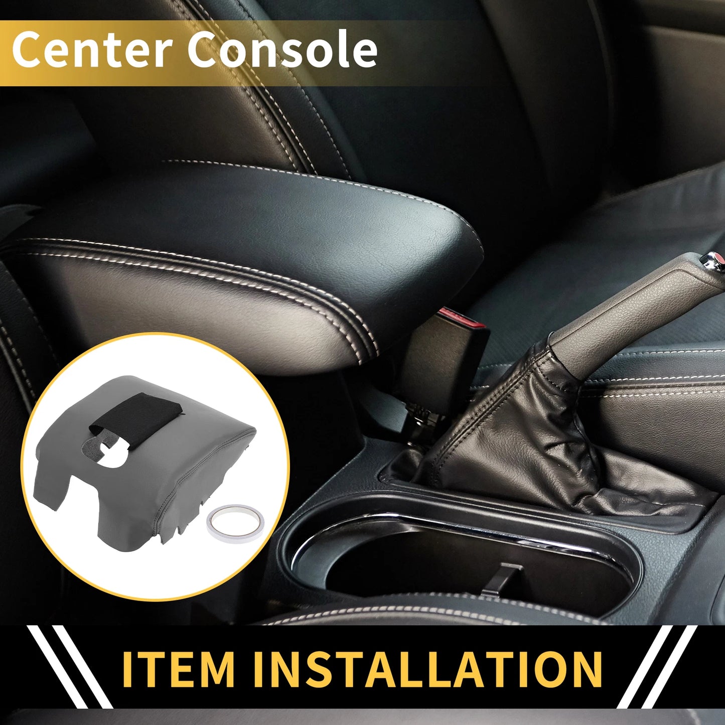 Console Lid Armrest Cover for GMC Sierra 1500 (Microfiber Leather, Dark Gray)