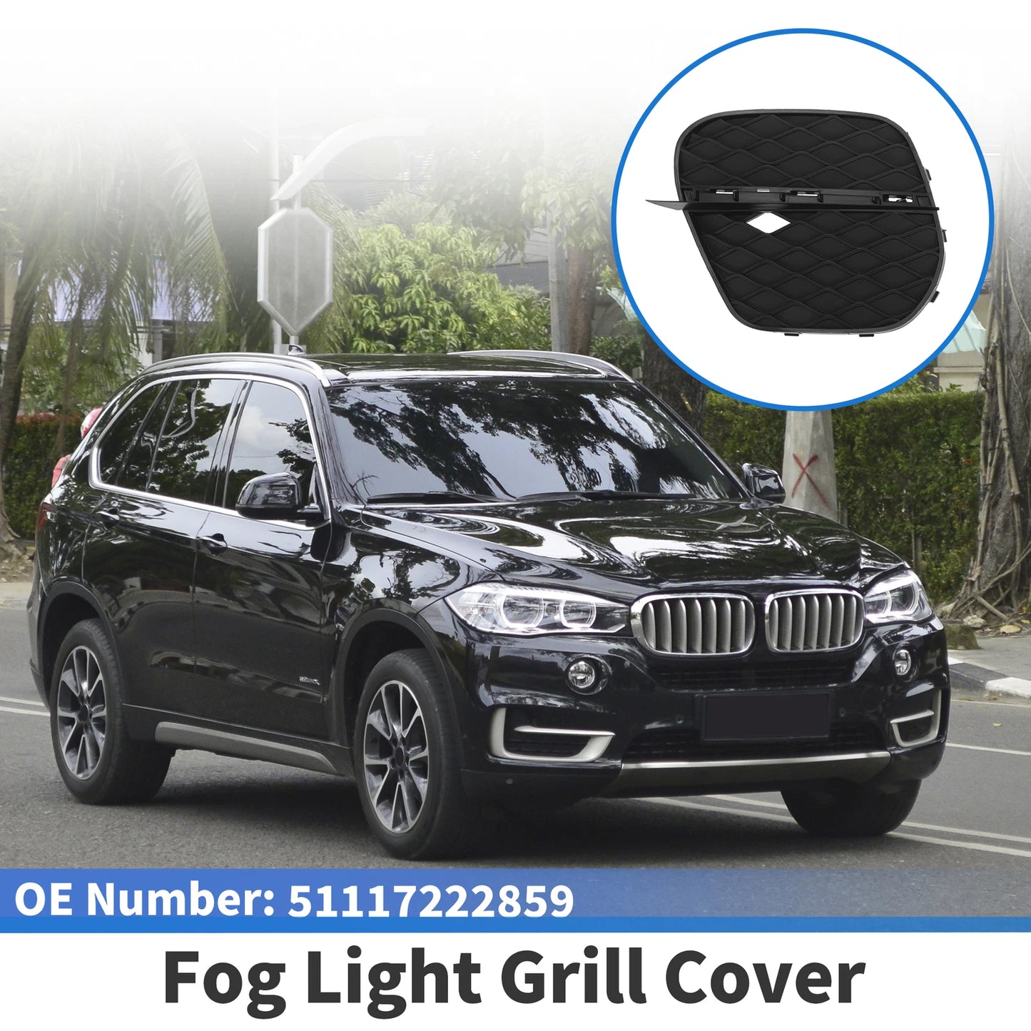 1 Pc Fog Light Grill for BMW X5 (2011–2013) No. 51117222859 Black