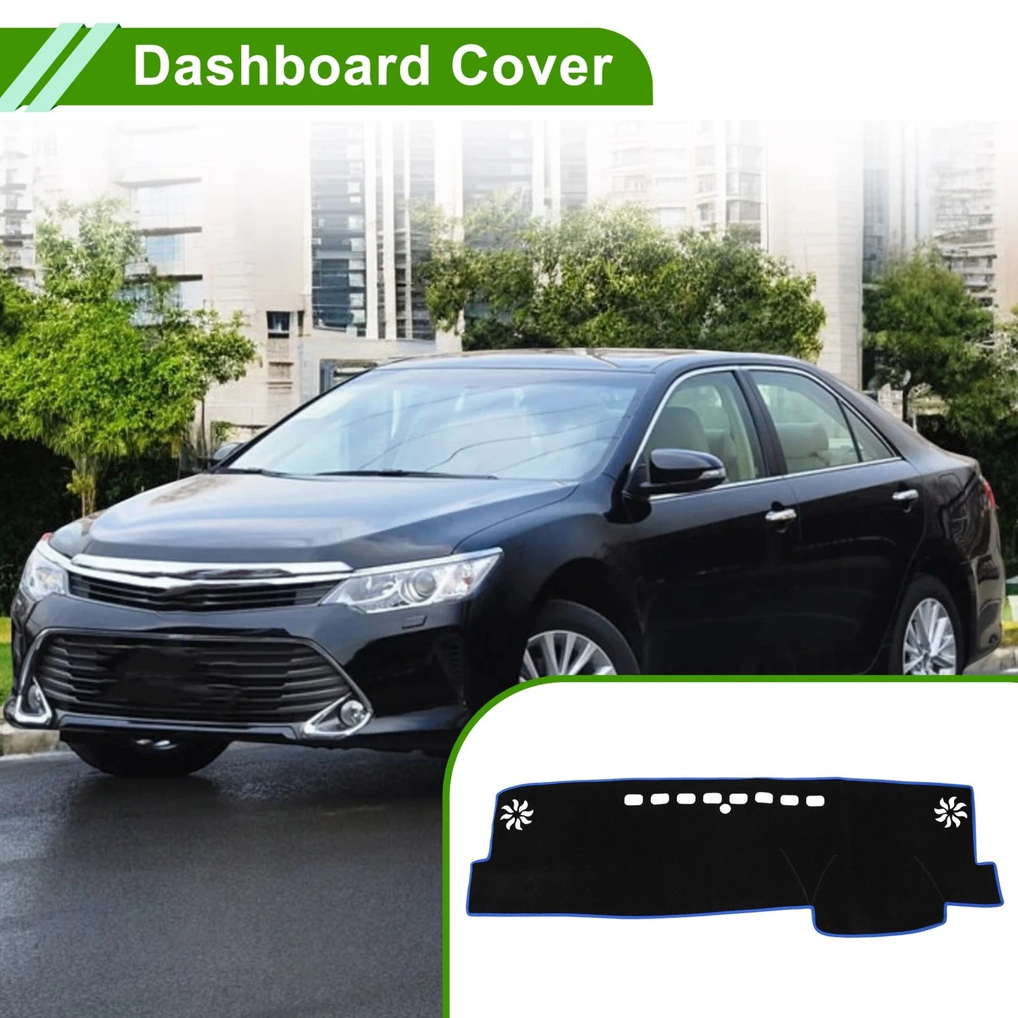 Dashboard Cover for Toyota Camry XV70 (2018–2023) Black Blue Polyester
