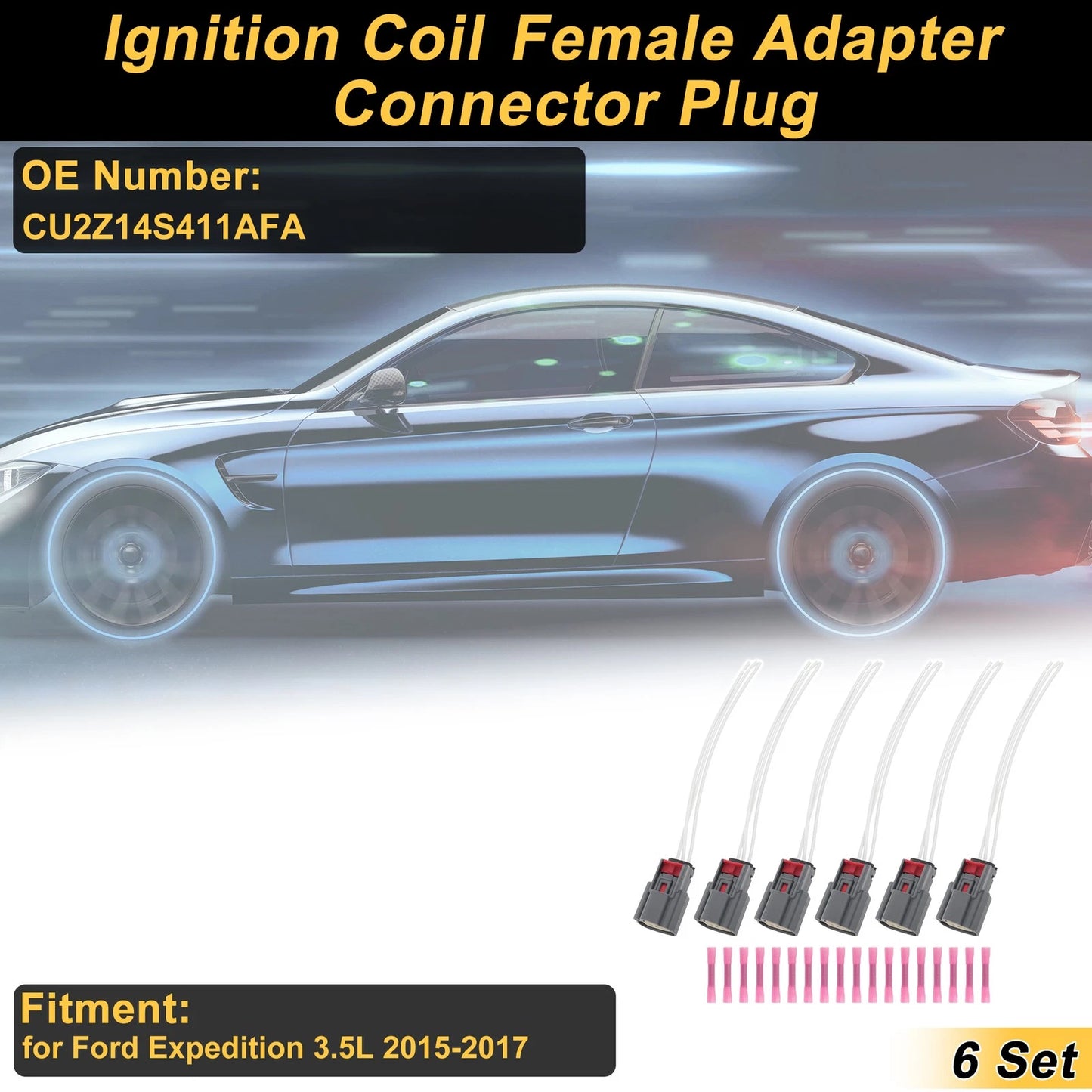 Set of 6 Ignition Coil Connector Plugs for Ford Expedition (2015–2017) CU2Z14S411AFA