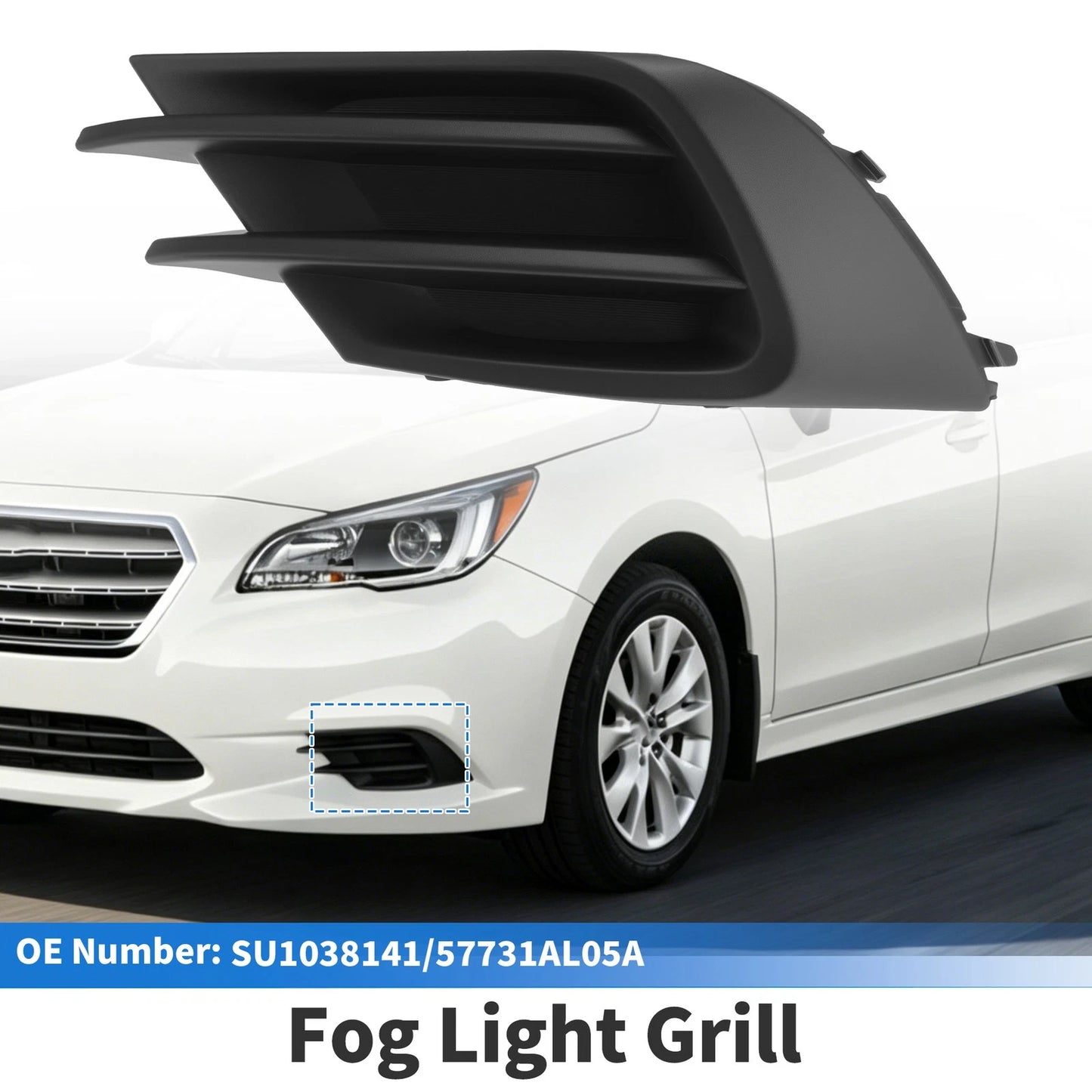 Fog Light Grille No.SU1038141 for Subaru Legacy (2015–2017) Black ABS