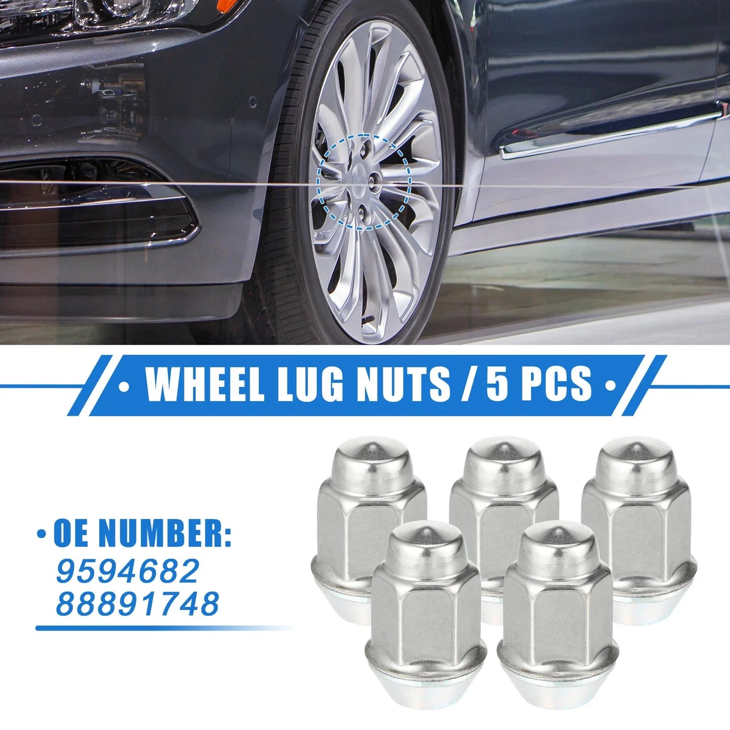 5 x M12x1.5 Wheel Lug Nuts for Chevrolet Malibu, Impala (2014-2023)