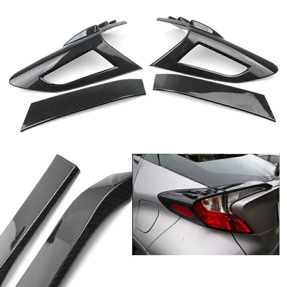 Set of 4 Carbon Fiber Rear Tail Light Cover Trim for Toyota C-HR (2016–2018)