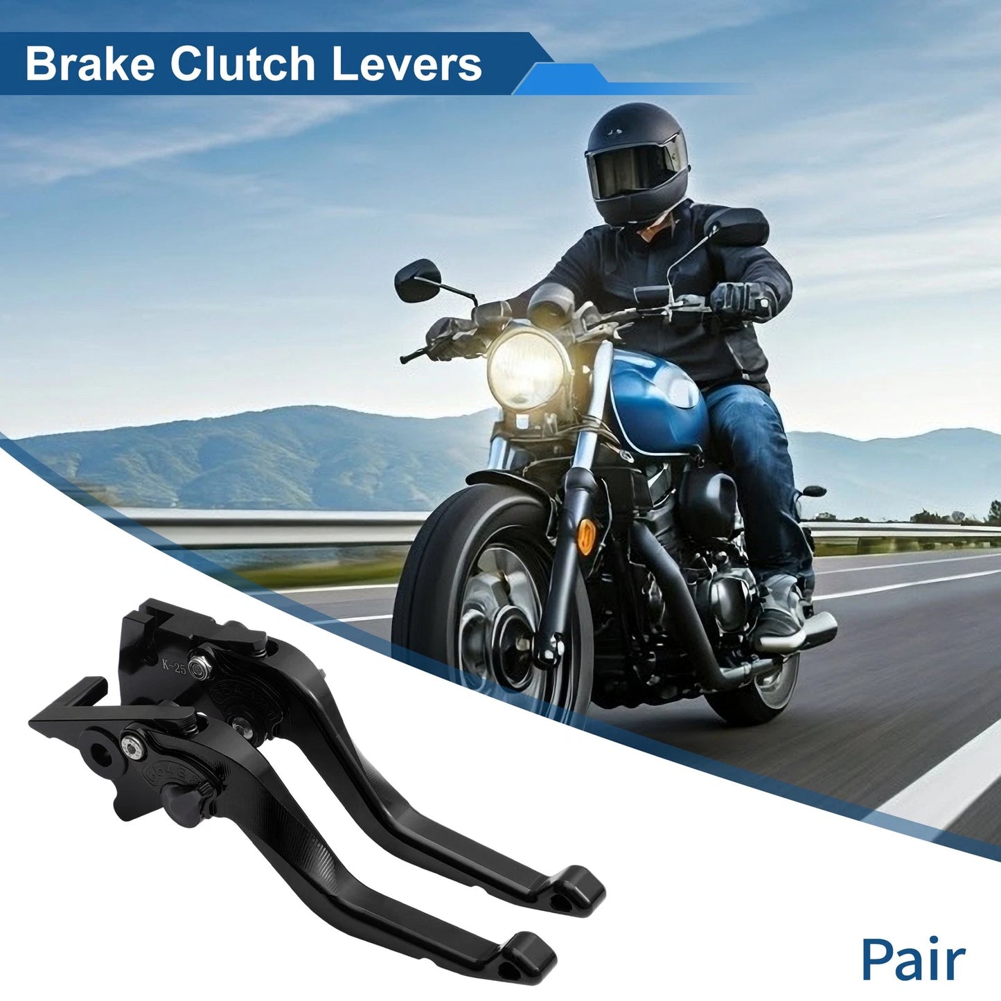 Short Brake Clutch Lever for Kawasaki Ninja 500 (2024–2025) 1 Pair, Solid Black