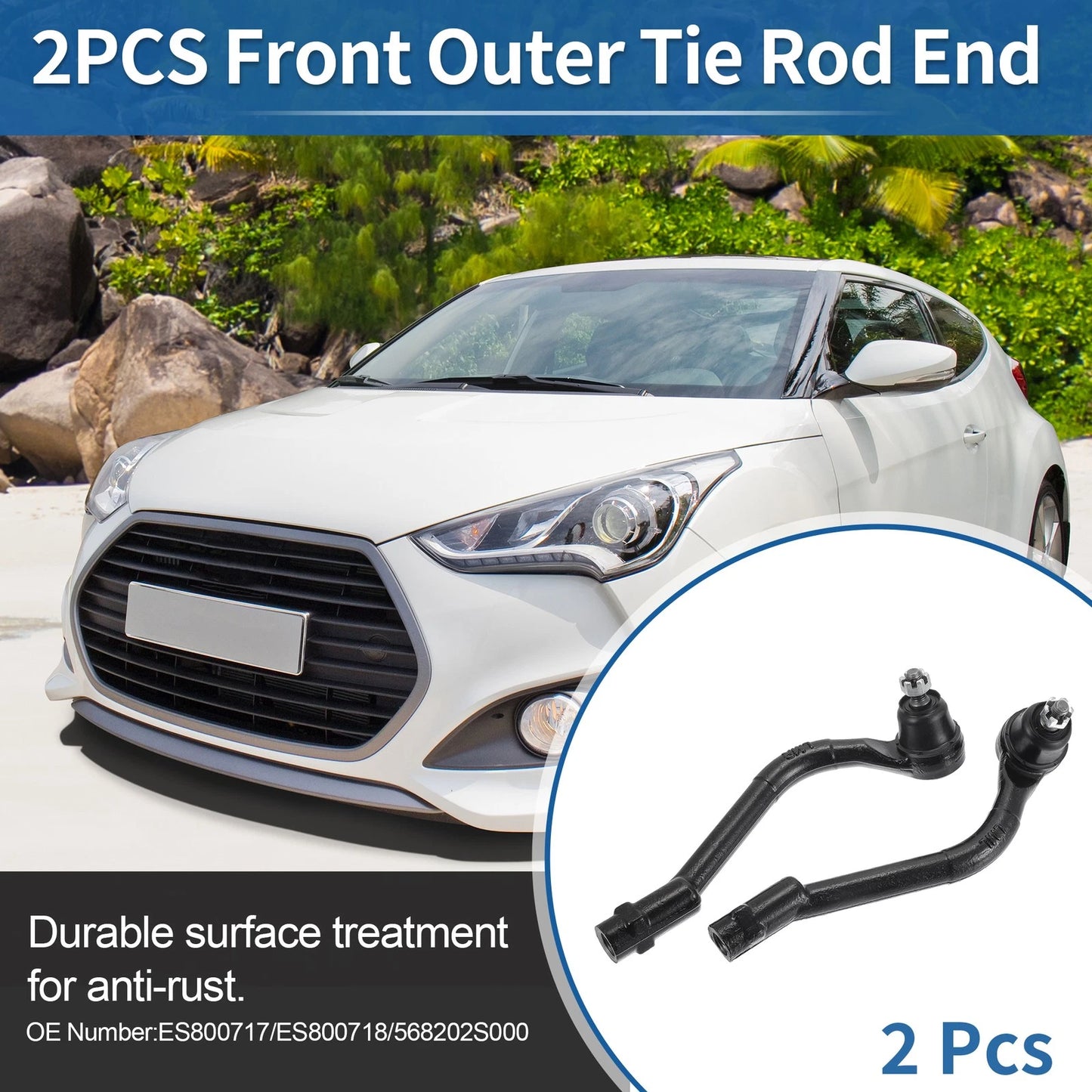 2X Front Outer Tie Rod End Links for Kia Sportage, Optima (No. ES800717/ES800718)
