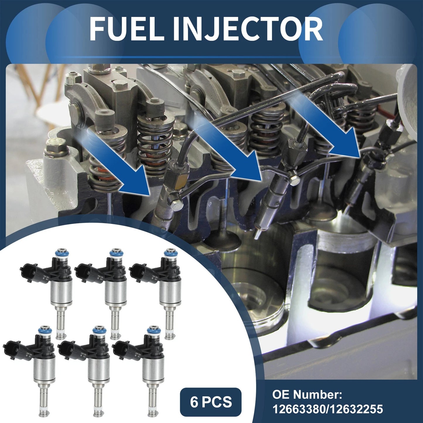 Set of 6 Fuel Injectors for Chevy Traverse (2009–2016) No.12663380