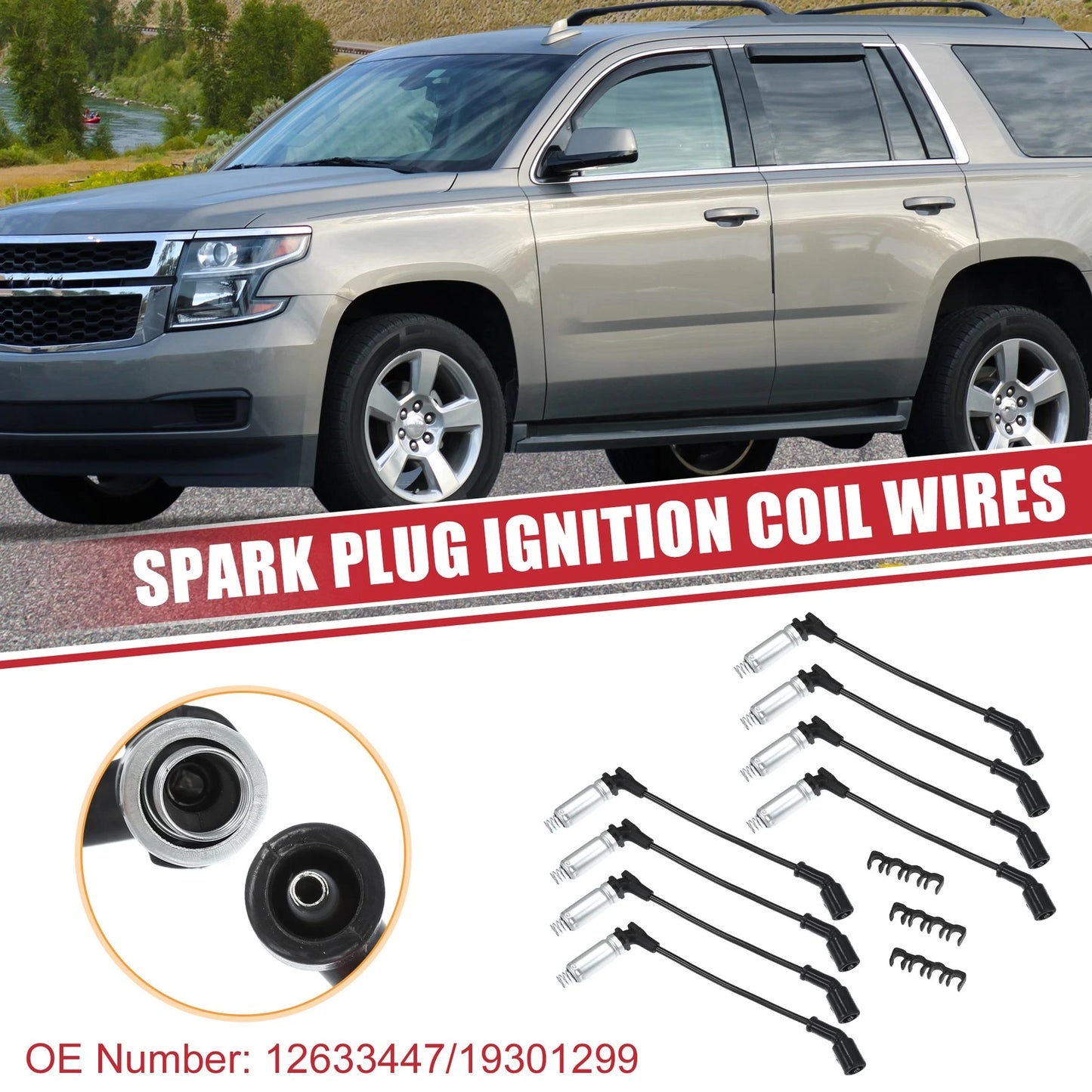 8pcs Spark Plug Wire Ignition Coil Cable No. 12633447 for Chevrolet Silverado (2014–2019)